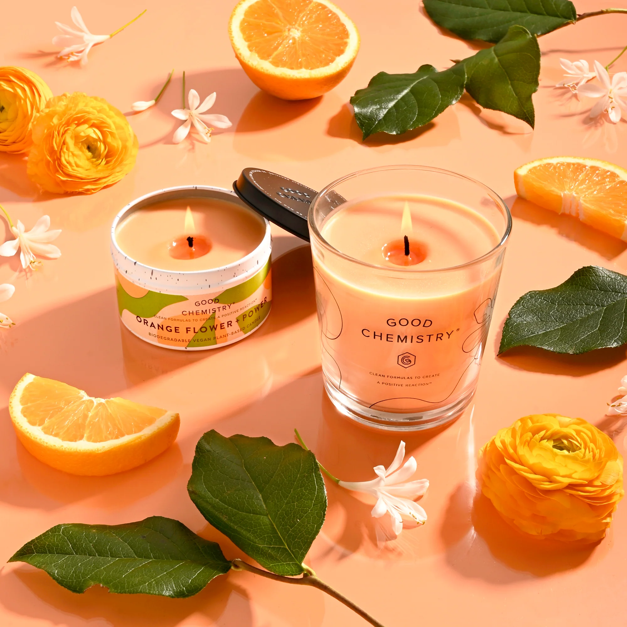 Orange Flower + Power Reusable Glass Candle - Image 3